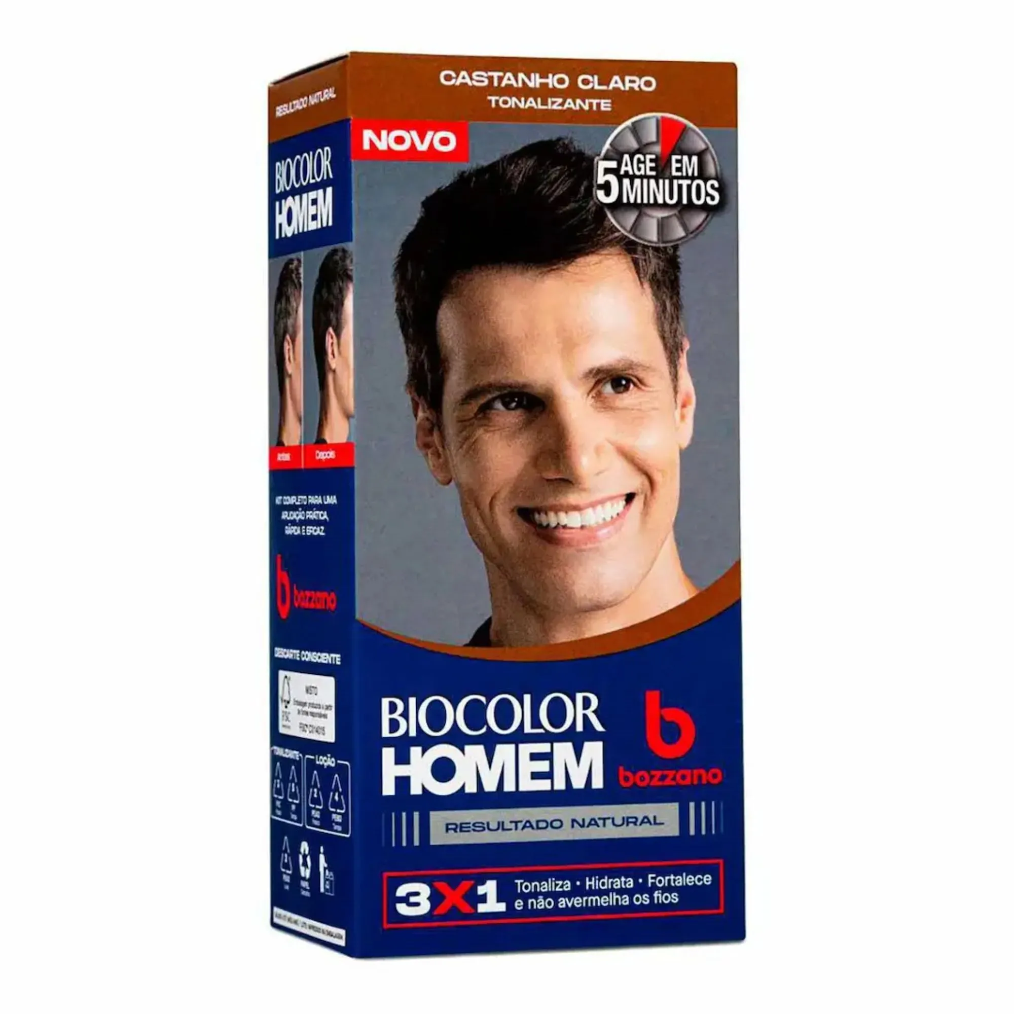 Tonalizante Bozzano Biocolor Homem Castanho Claro 1 Unidade