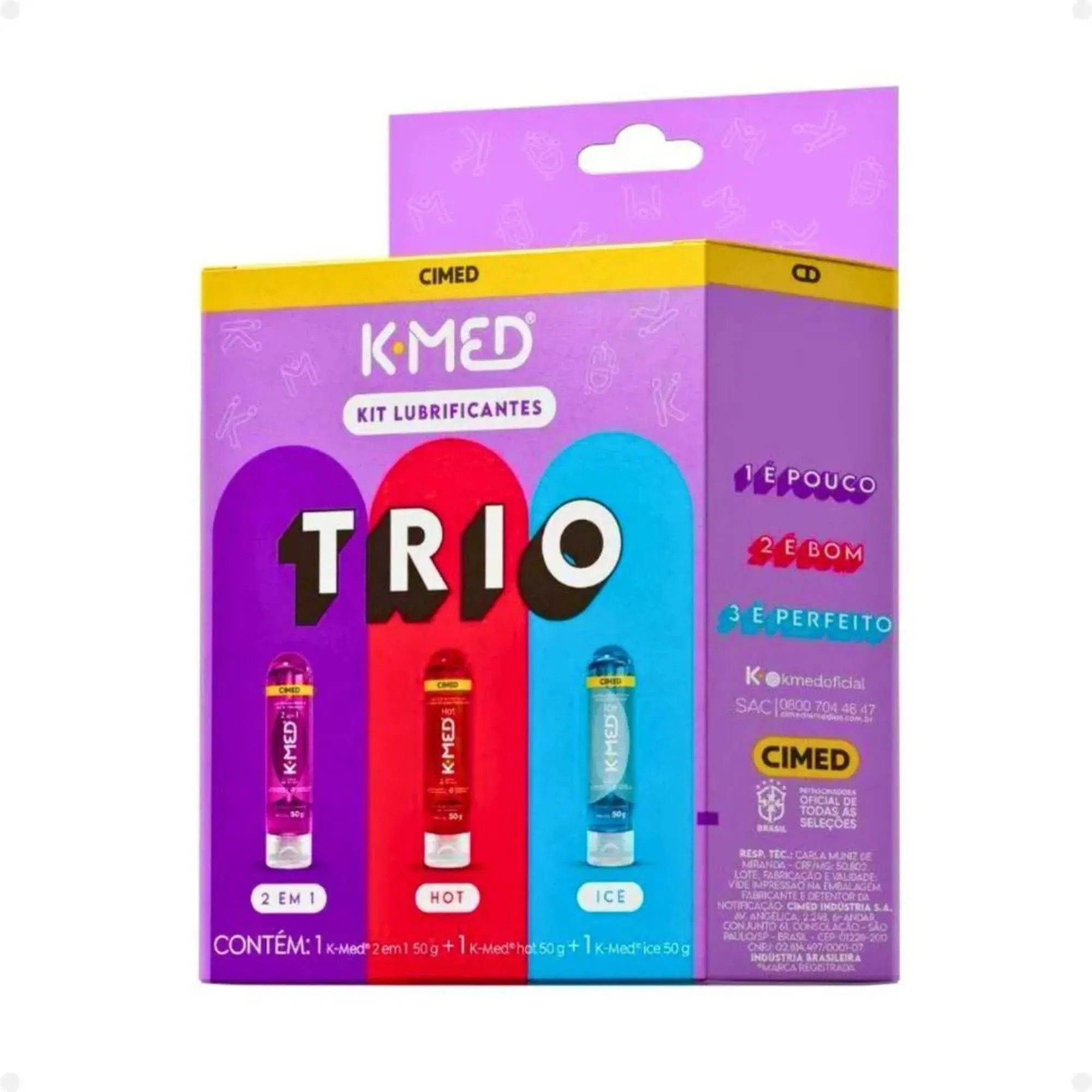 Kit Lubrificantes K-med Trio Hot, Ice E 2 Em 1 50g