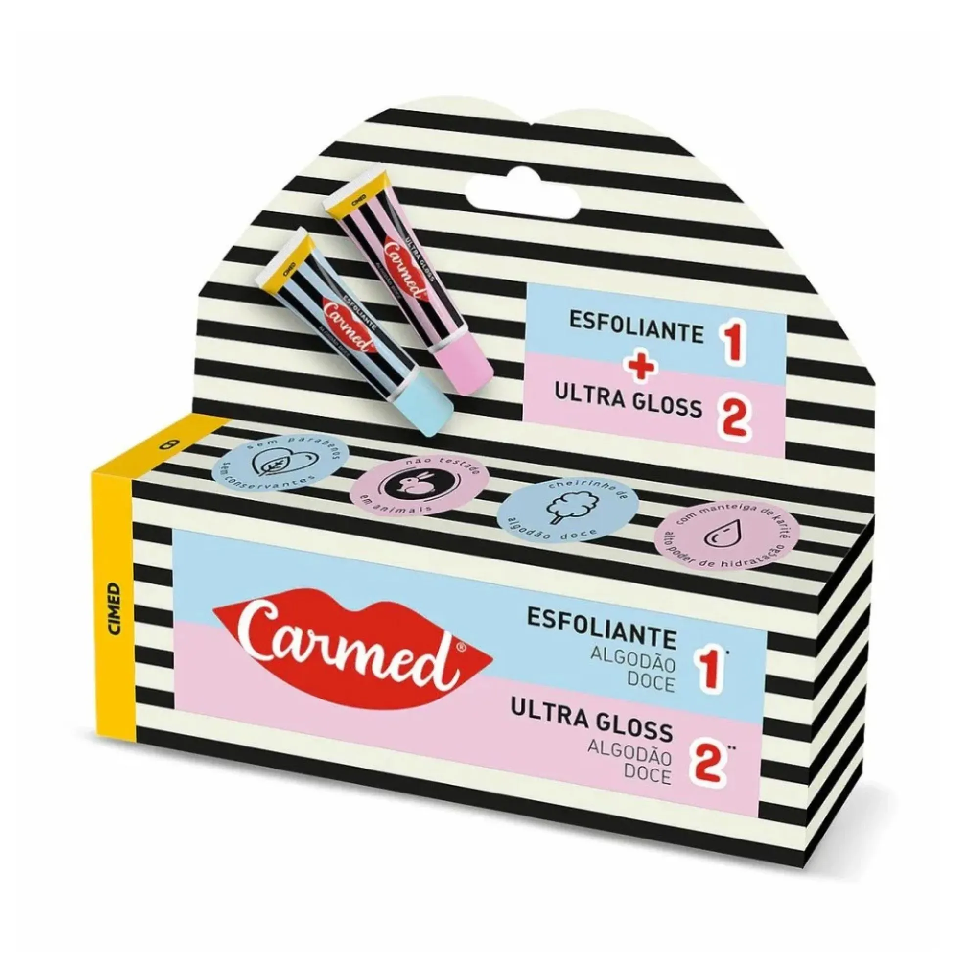 Kit Carmed Sos Lábios Esfoliante + Ultra Gloss Labial Algodão-doce 10g Cada