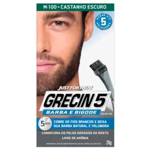 Gel Tonalizante Grecin 5 Barba E Bigode Castanho Escuro 1 Kit