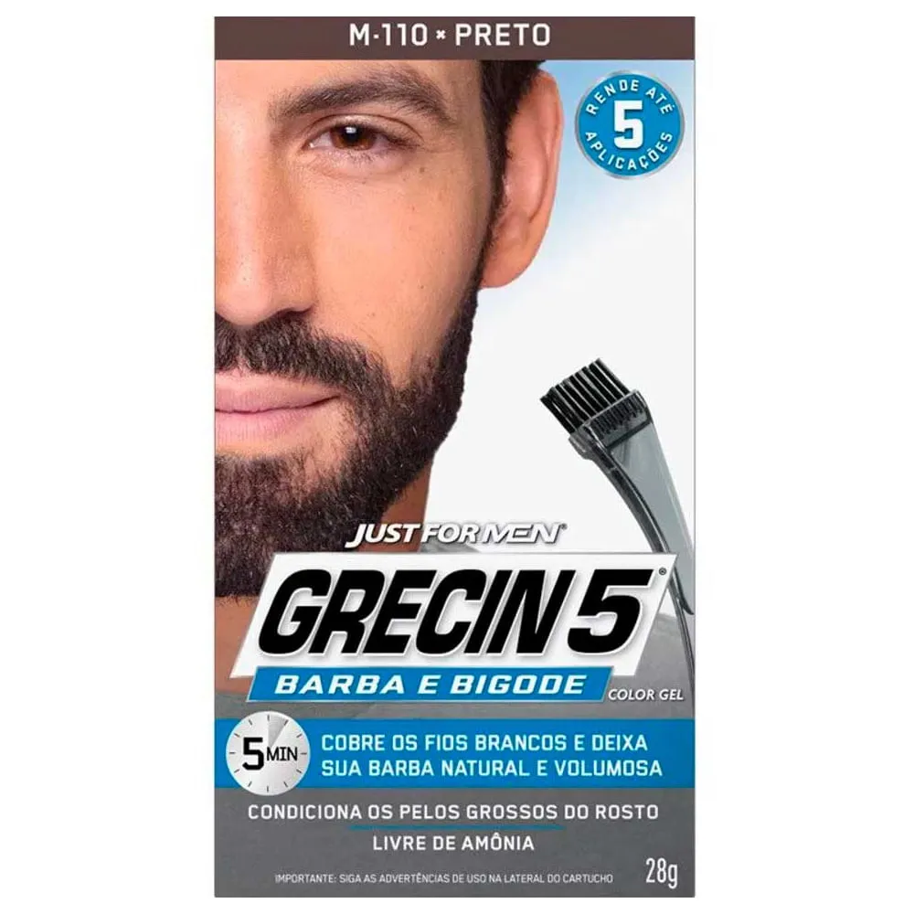 Gel Tonalizante Grecin 5 Barba E Bigode Preto 1 Kit
