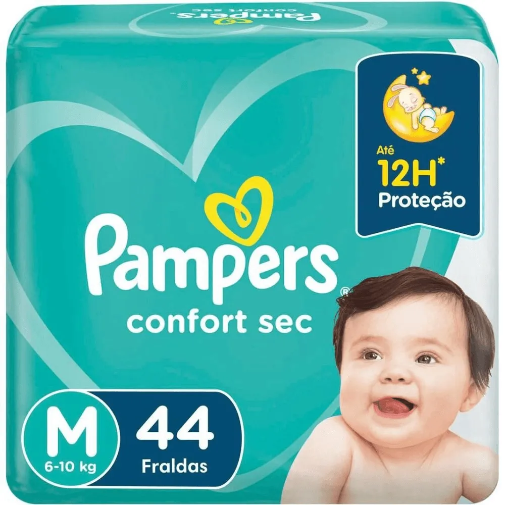 Fralda Pampers Confort Sec M 44 Unidades