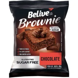 Brownie Chocolate Zero Açúcar Belive 40g - Caixa com 10 Unidades