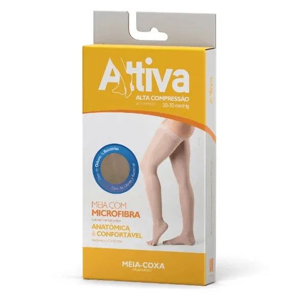 Meia 3/4 Panturrilha Attiva Feminina 18-21 Ponteira Aberta Natural M