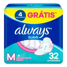 Absorvente Always Super Proteção Suave M com Abas 32 Unidades