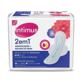 Absorvente Intimus Noturno 2 em 1 Suave com Abas 8 Unidades
