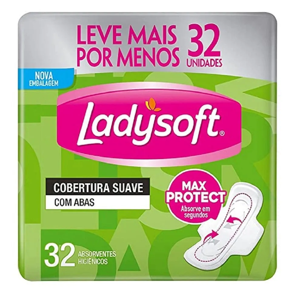 Absorvente Ladysoft Elite Noturno Suave Com Abas 32 Unidades