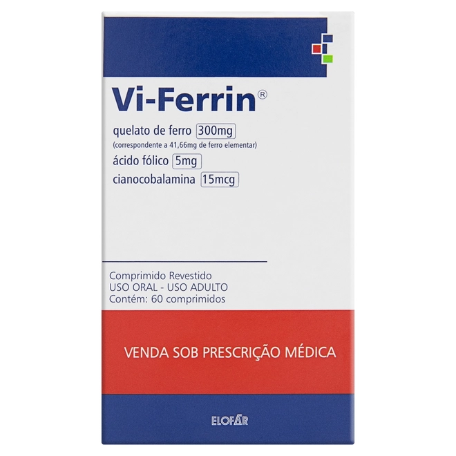 Vi-Ferrin 300mg + 5mg + 15mcg 60 Comprimidos - ELOFAR