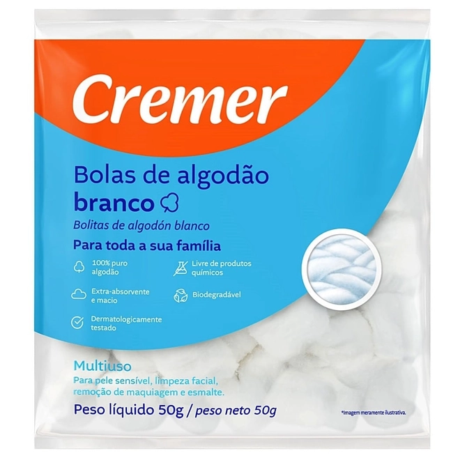 Algodão Cremer Bolas Branco Pacote 95G
