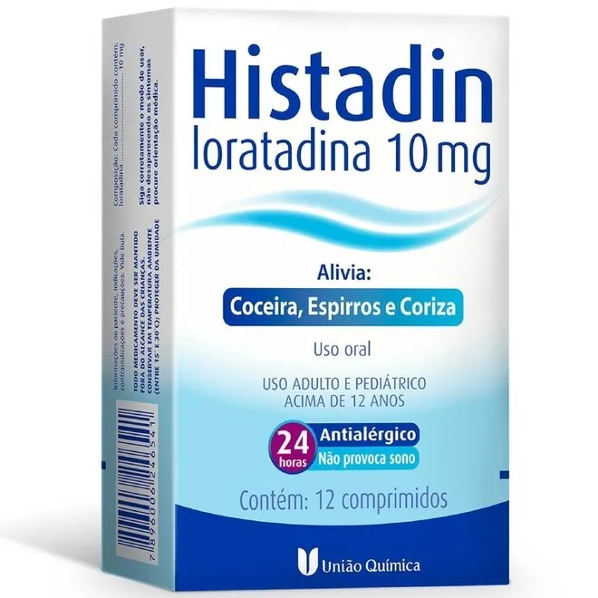 Histadin Loratadina 10Mg União Química 12 Comprimidos