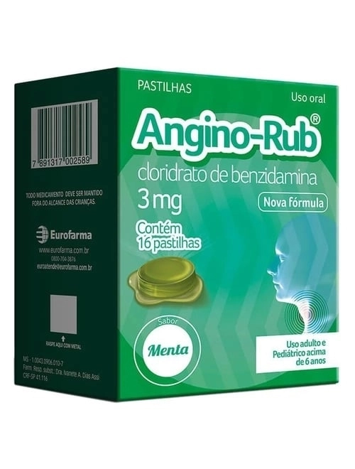 Angino Rub 3mg Menta 16 Pastilhas - EUROFARMA