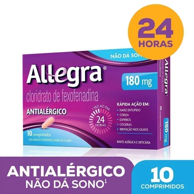 Antialérgico Allegra 180Mg Sanofi Com 10 Comprimidos