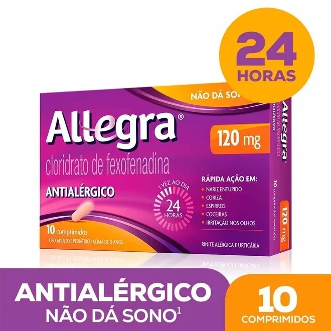 Antialérgico Allegra 120Mg Sanofi Com 10 Comprimidos