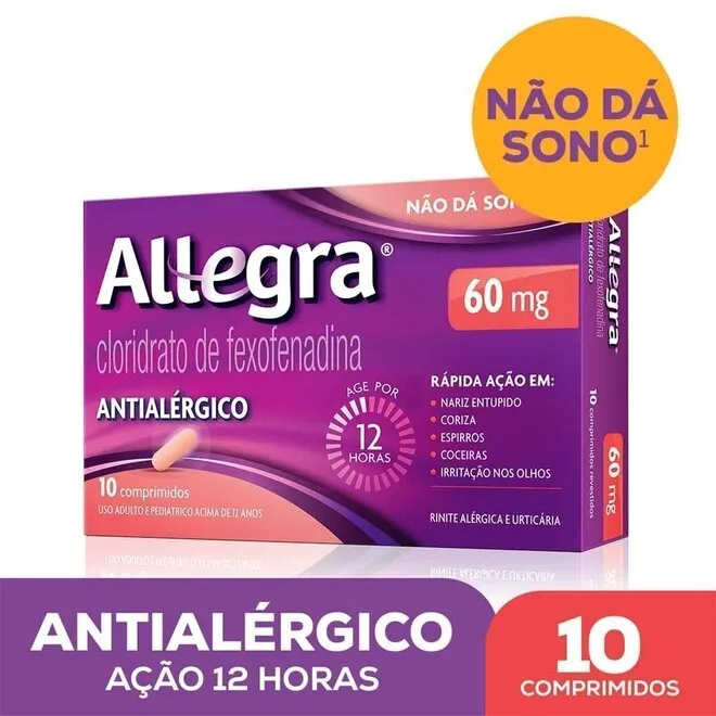 Antialérgico Allegra 60Mg Sanofi Com 10 Comprimidos