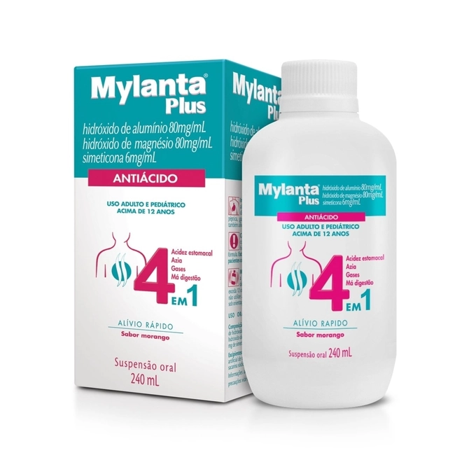 Mylanta Plus Sabor Morango Suspensão Oral Caixa Com 240Ml