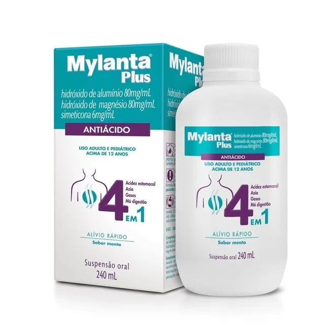 Mylanta Plus Sabor Menta Suspensão Oral Caixa Com 240Ml