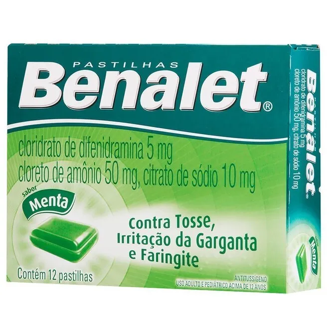 Pastilhas Benalet Sabor Menta Caixa Com 12Un