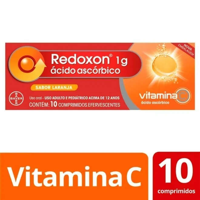 Redoxon 1G Laranja Bayer Caixa 10 Comprimidos Efervescentes