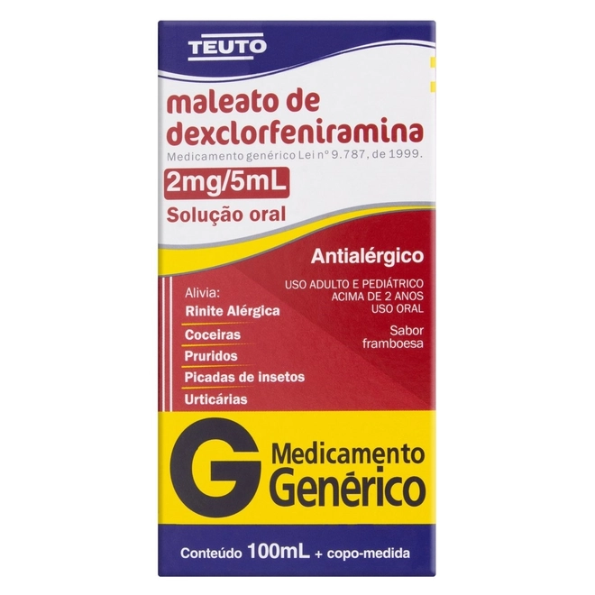 Dexclorfeniramina Solução Teuto Caixa Com 100Ml