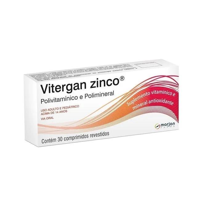 Vitergan Zinco 30 Comprimidos - MARJAN FARMA