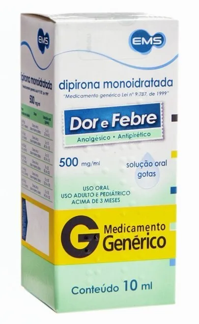 Dipirona Monoidratada 500mg/ml Gotas 10ml - EMS