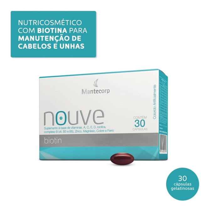 Nouve Biotin Cabelo Pele E Unha Mantecorp 30 Cápsulas