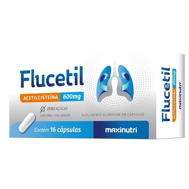 Flucetil 600Mg Acetilcisteina Maxinutri 16 Cápsulas