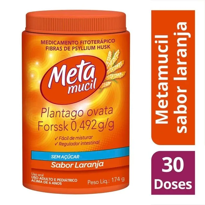 Metamucil Solúvel Sabor Laranja P&G Com 174G