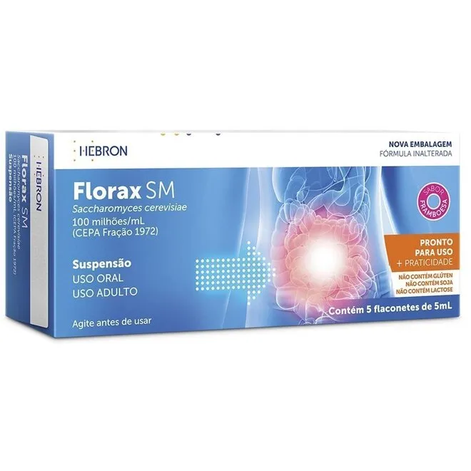 Florax Sm Adulto Sabor Framboesa Hebron 5Ml Com 5 Flaconetes
