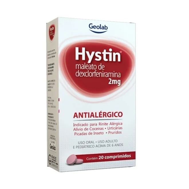 Hystin 2Mg Geolab Caixa Com 20 Comprimidos
