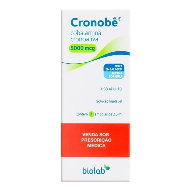 Cronobê Vitamina B12 5000mcg 2 ampolas - BIOLAB