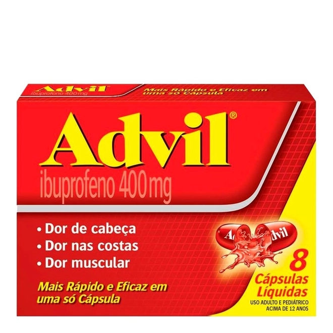 Advil 400Mg Glaxosmithkline Caixa Com 8 Cápsulas Moles