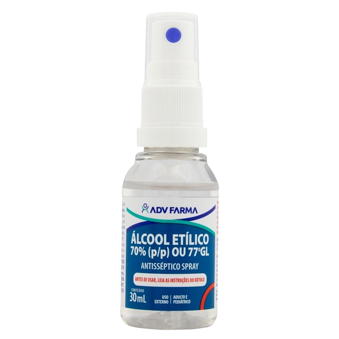 Álcool Spray 70º Inpm Antisséptico Adv Farma Frasco 30Ml