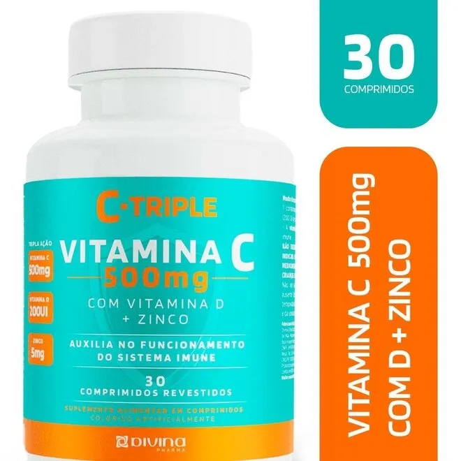 Suplemento 500mg C-Triple Frasco 30 Comprimidos Revestidos