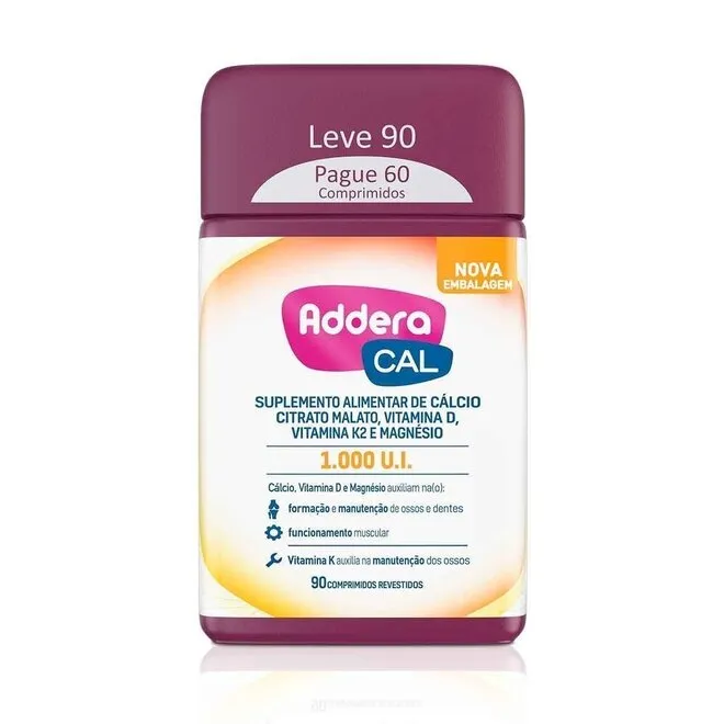 Suplemento Vitamínico Addera Cal 1.000Ui Com 90 Comprimidos