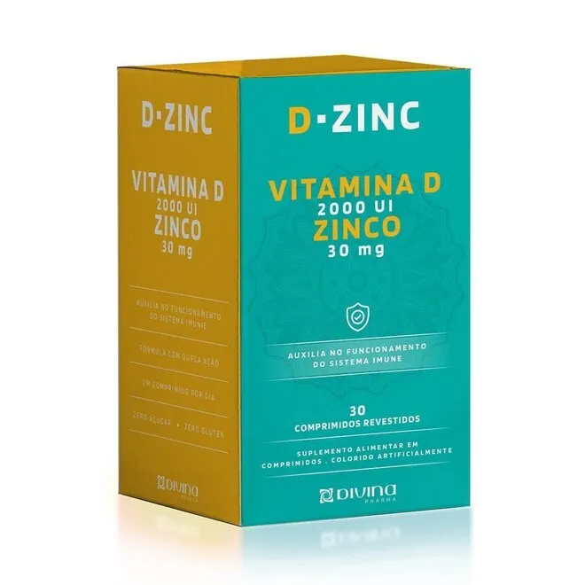 Vitamina D 2.000UI+Zinco 30mg 30 comprimidos - DIVINA PHARMA