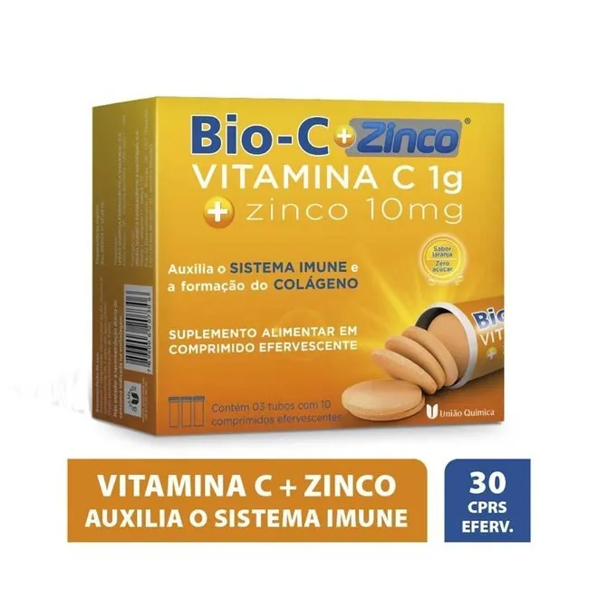 Vitamina C Bio-C + Zinco com 30 comprimidos - UNIAO QUIMICA