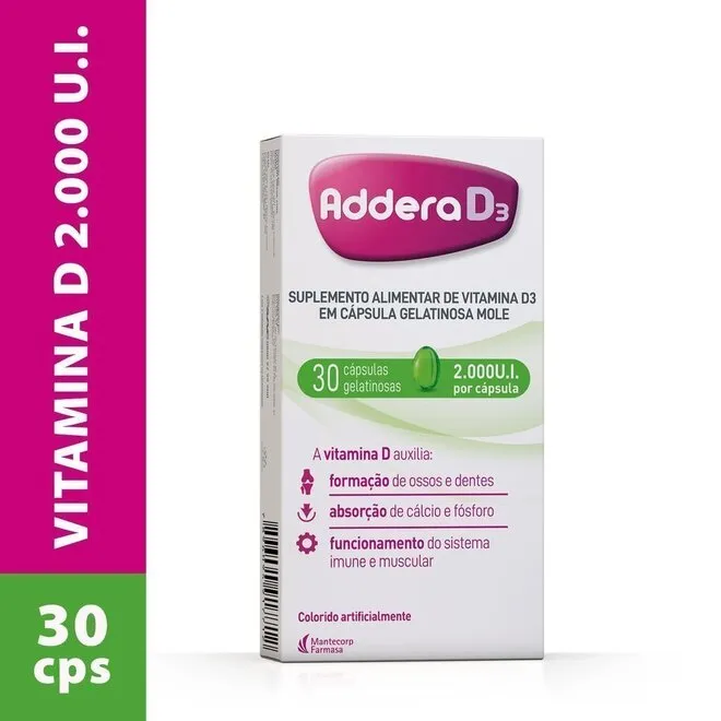 Vitamina D Addera D3 2.000Ui Hypera Caixa Com 30 Cápsulas