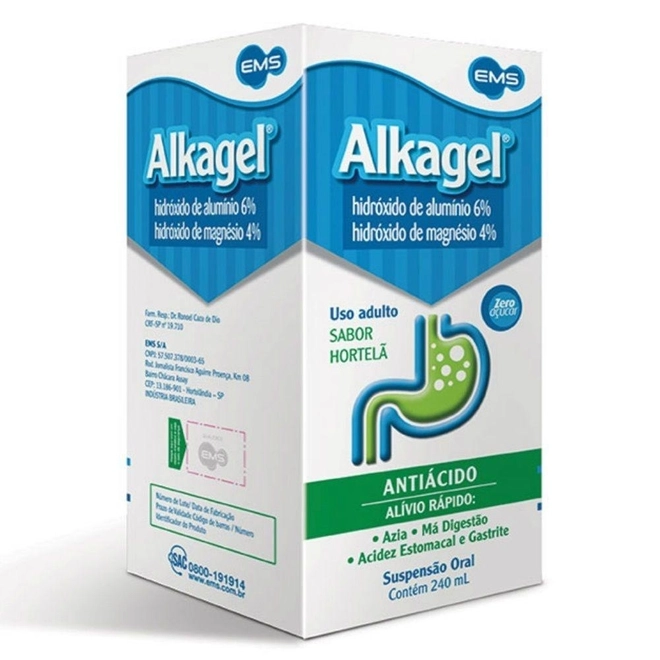 Alkagel Suspensão Oral Sabor Menta Ems 240Ml