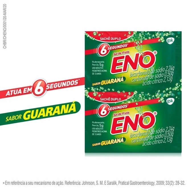 Sal de Frutas Eno 2 Envelopes 5g de Pó Efervesc Guaraná -GSK
