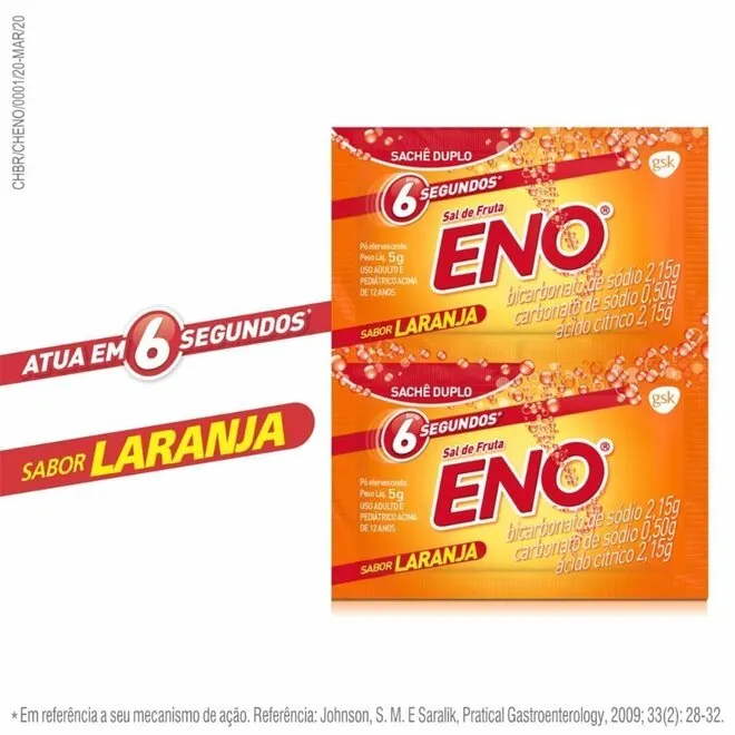Sal de Fruta Eno Sabor Laranja com 2 Envelopes de 5g