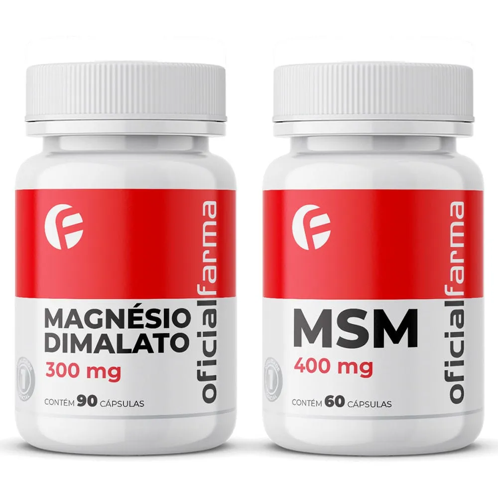 Magnésio Dimalato 300mg 90 Cápsulas + Msm Enxofre Orgânico 400mg 60 Cápsulas