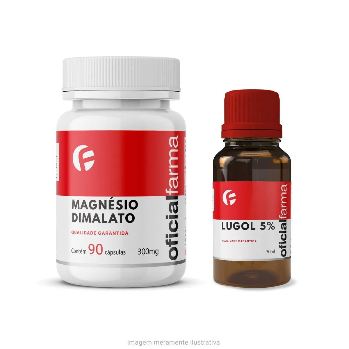 Magnésio Dimalato 300mg 90 Cápsulas + Lugol 5% Iodo Inorgânico 30mL