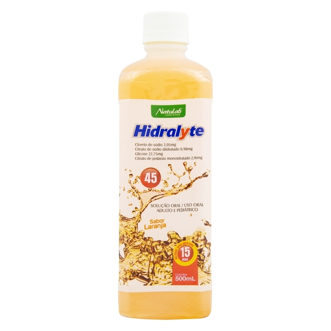 Hidralyte Sabor Laranja Natulab Frasco Com 500Ml