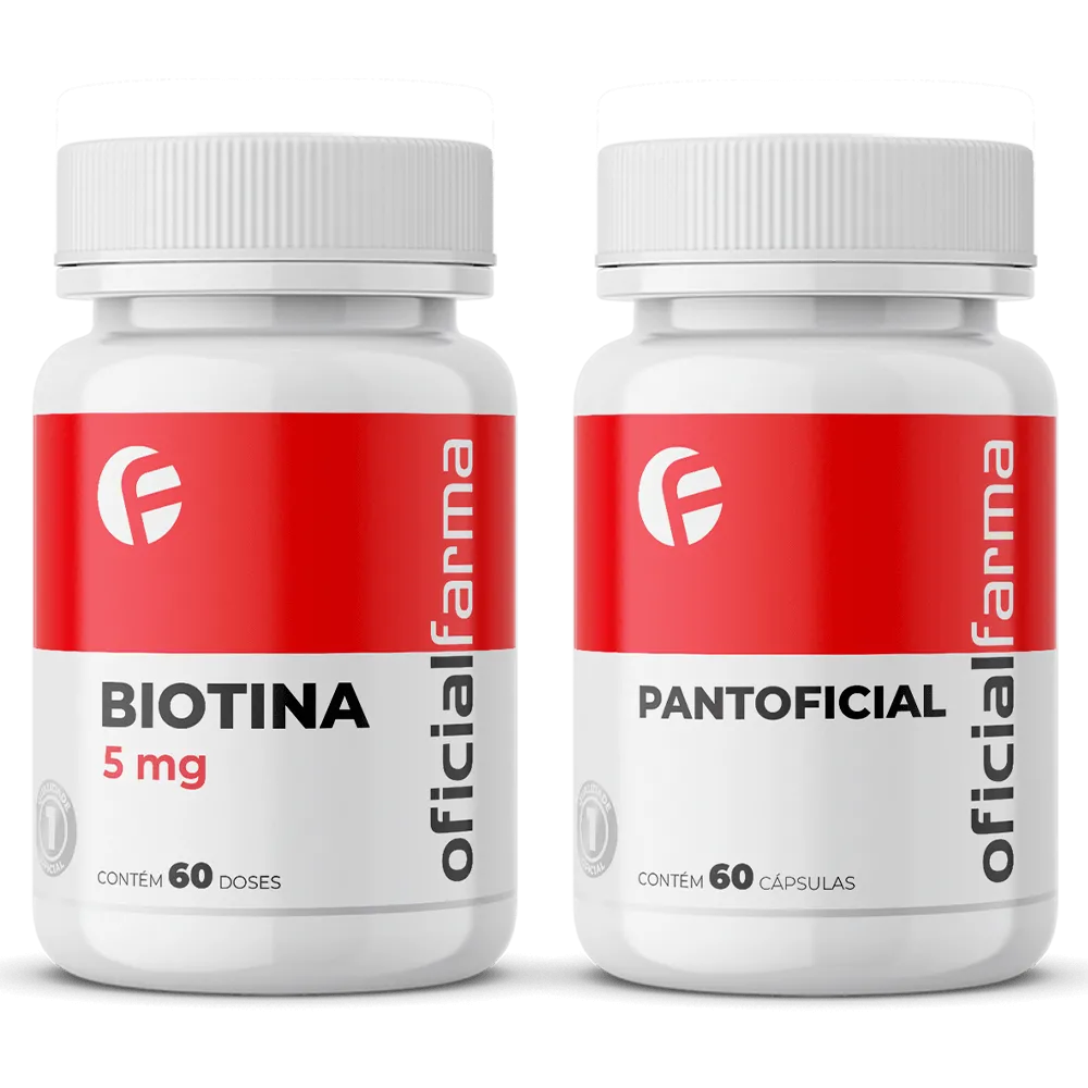 Biotina 5mg 60 Doses + Pantoficial 60 Caps