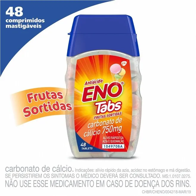 Eno Tabs Frutas Sortidas 750mg 48 Comprimidos - GSK