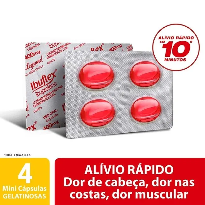 Ibuflex 400Mg Com 4 Cápsulas Gelatinosas