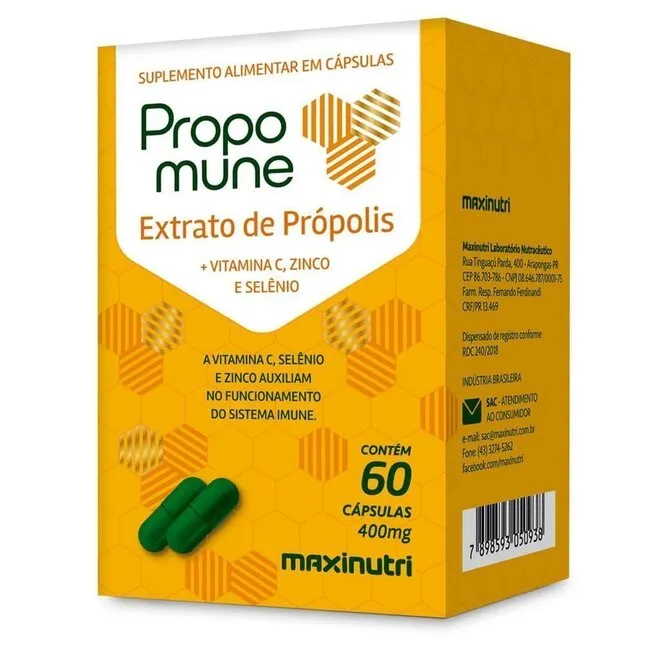 Extrato de Própolis Propomune 60 Cápsulas - MAXINUTRI