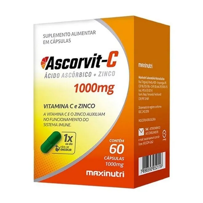 Ascorvit C 1000g Com 60 Cápsulas