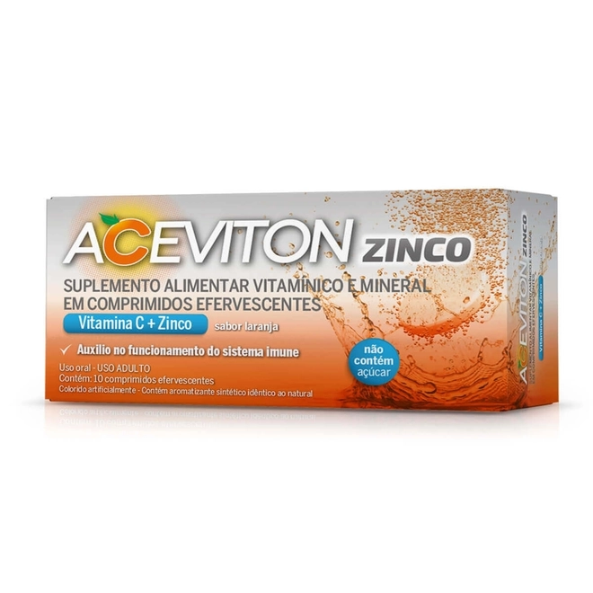 Aceviton Zinco Sabor Laranja Cimed Com 10 Comprimidos